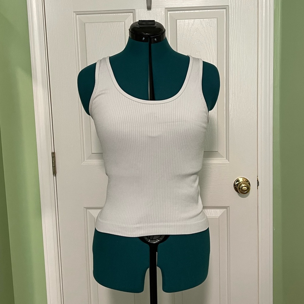 White Ribbed Tank Top